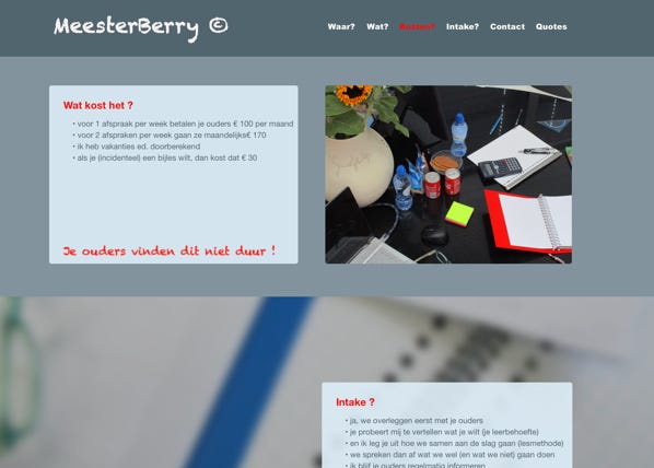 Een kleine website voor MeesterBerry, desktop en mobiele versie.
